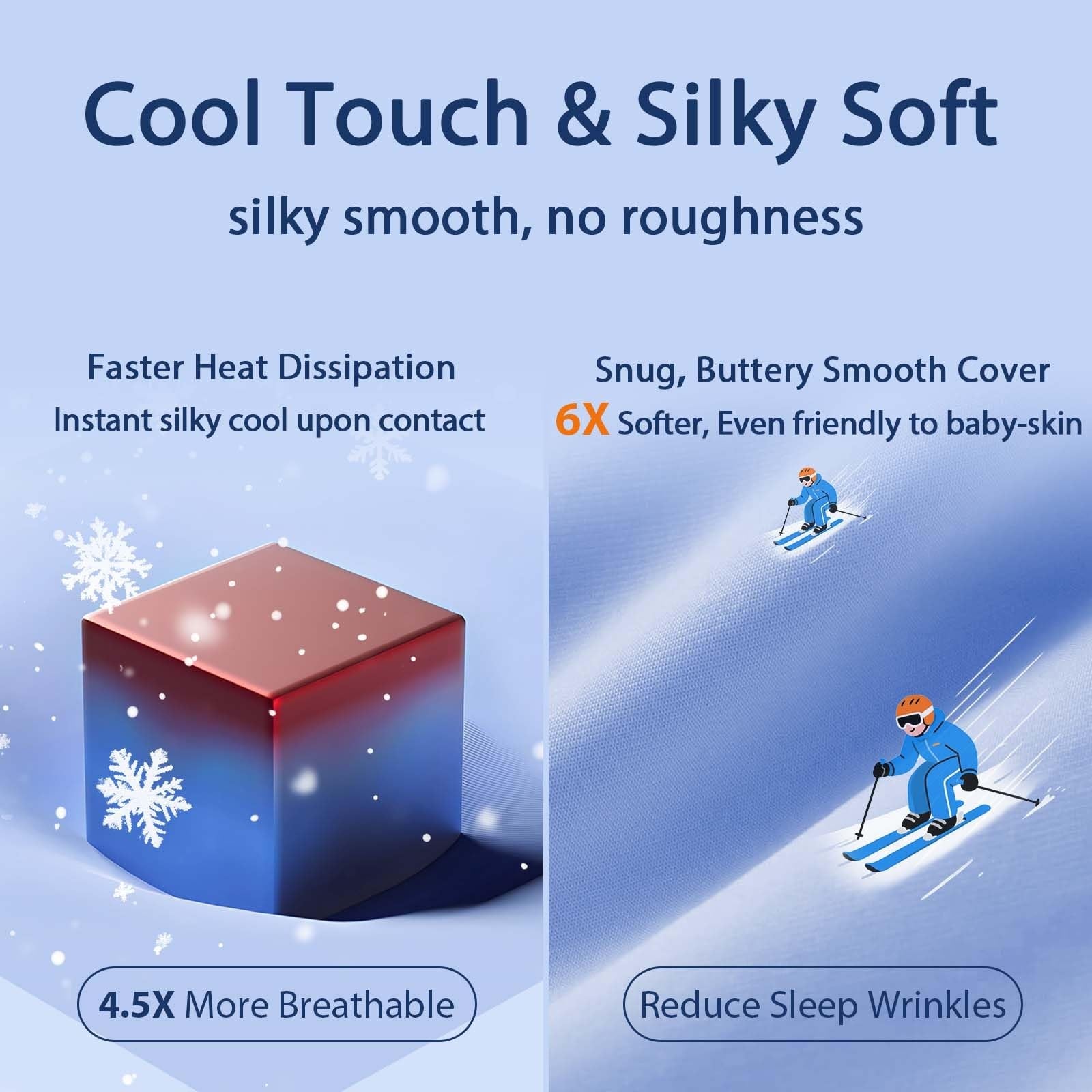 Set of two MEELUS king size pillows with silky soft, cool down alternative filling, ideal for luxurious hotel-quality sleep.