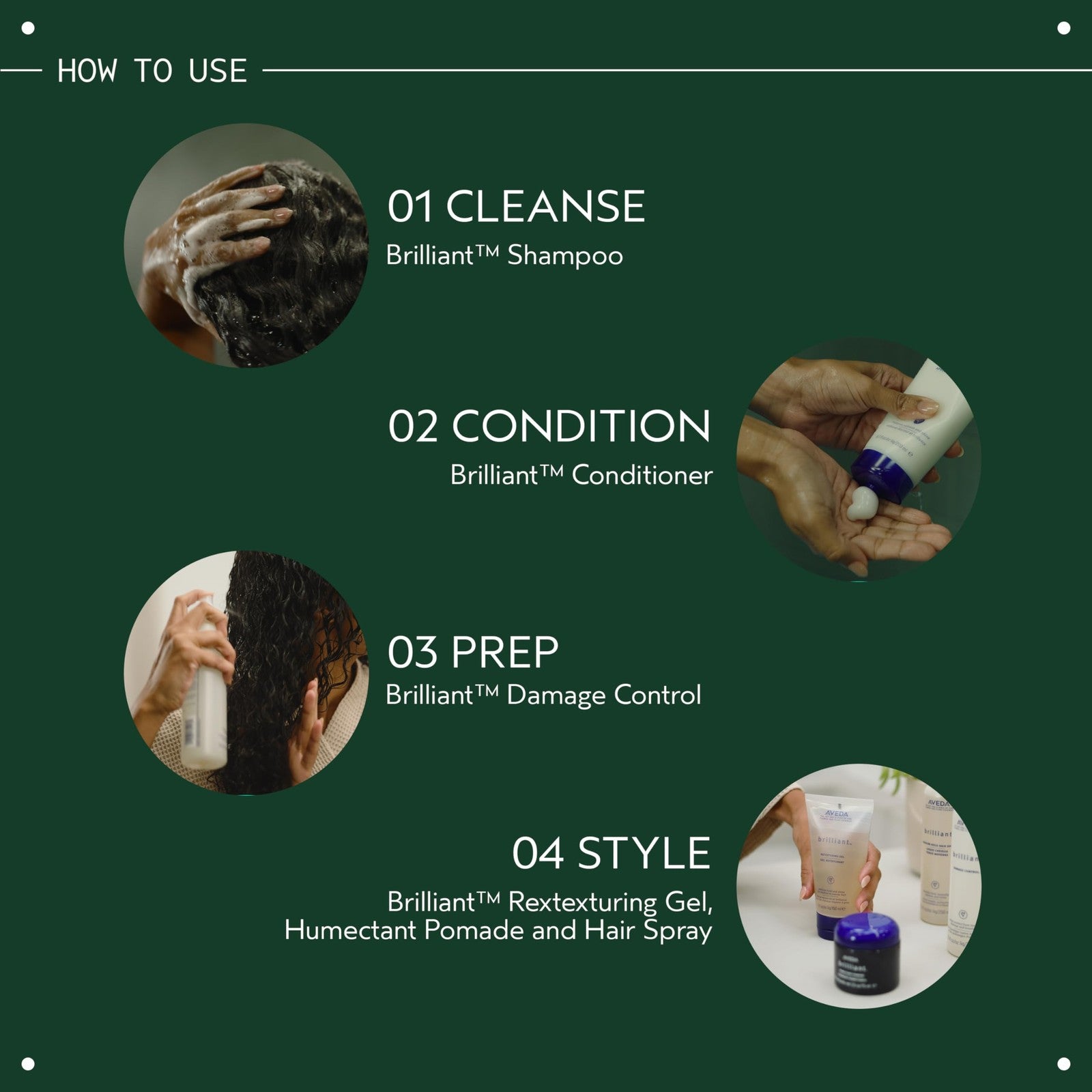 Aveda Brilliant Humectant Pomade for curls, adds shine and definition to styled hair with a smooth, natural finish.