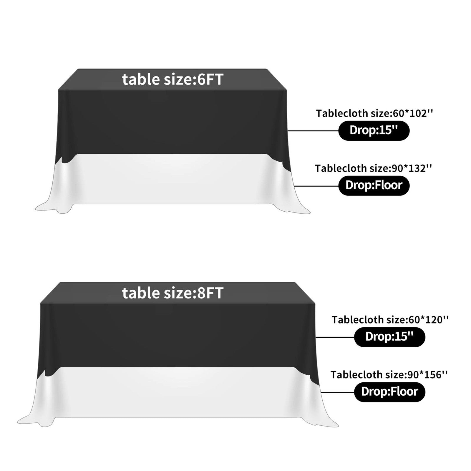 Rectangle tablecloth from Unbranded, 60x120 inches, washable polyester fabric with a smooth, elegant surface.