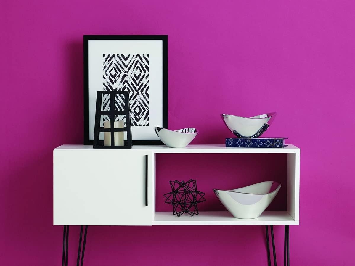 Large silver Nambe Tri-Corner Bowl made of metal alloy, featuring a modern geometric design for serving sides.