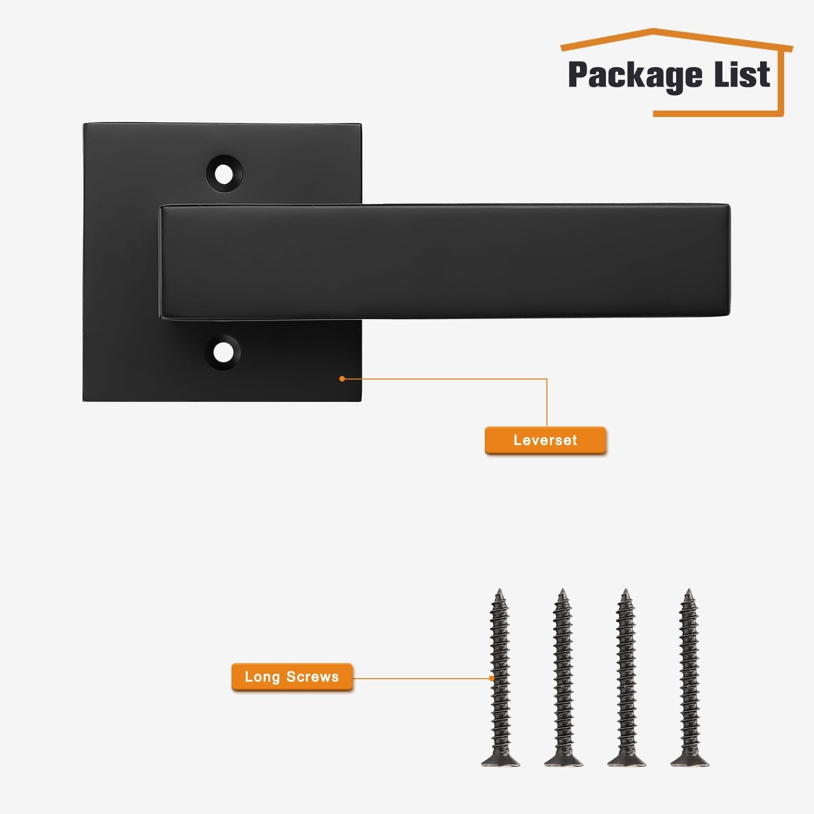 Probrico matte black stainless steel half-dummy door lever with square design, non-turning, ideal for interior door hardware.