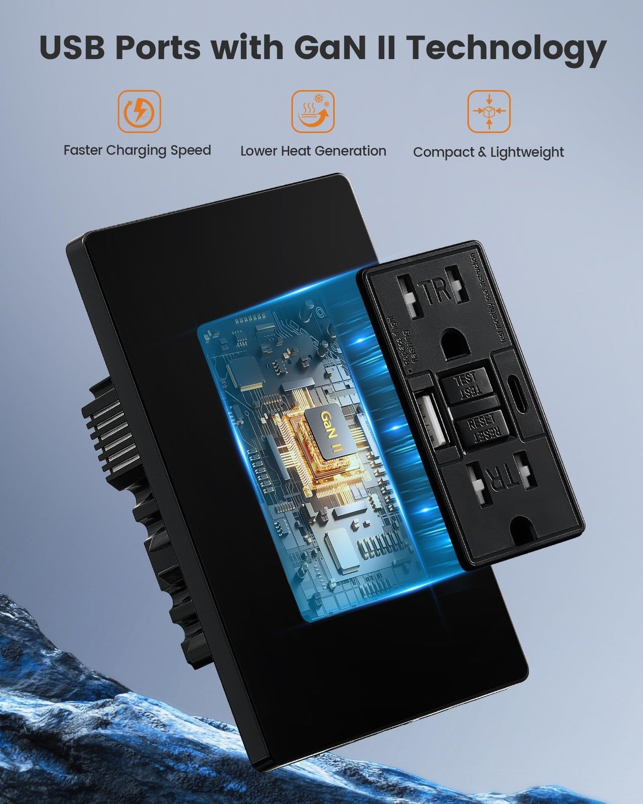 SURAIELEC 15 Amp GFCI outlet with USB ports and self-test feature, electrical safety outlet for home or office use