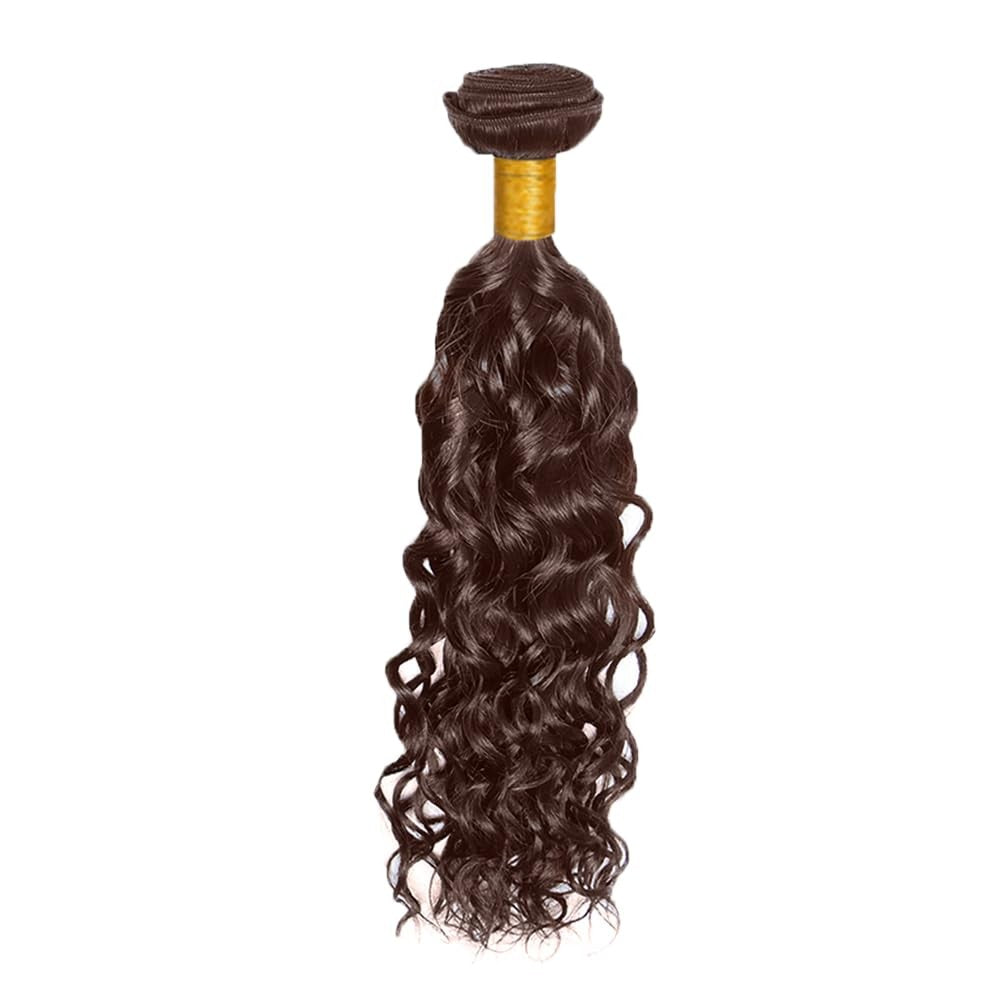 FuivJuix #4 brown water wave bundles of 22-inch Brazilian virgin human hair, showing soft, natural-looking water wave texture.