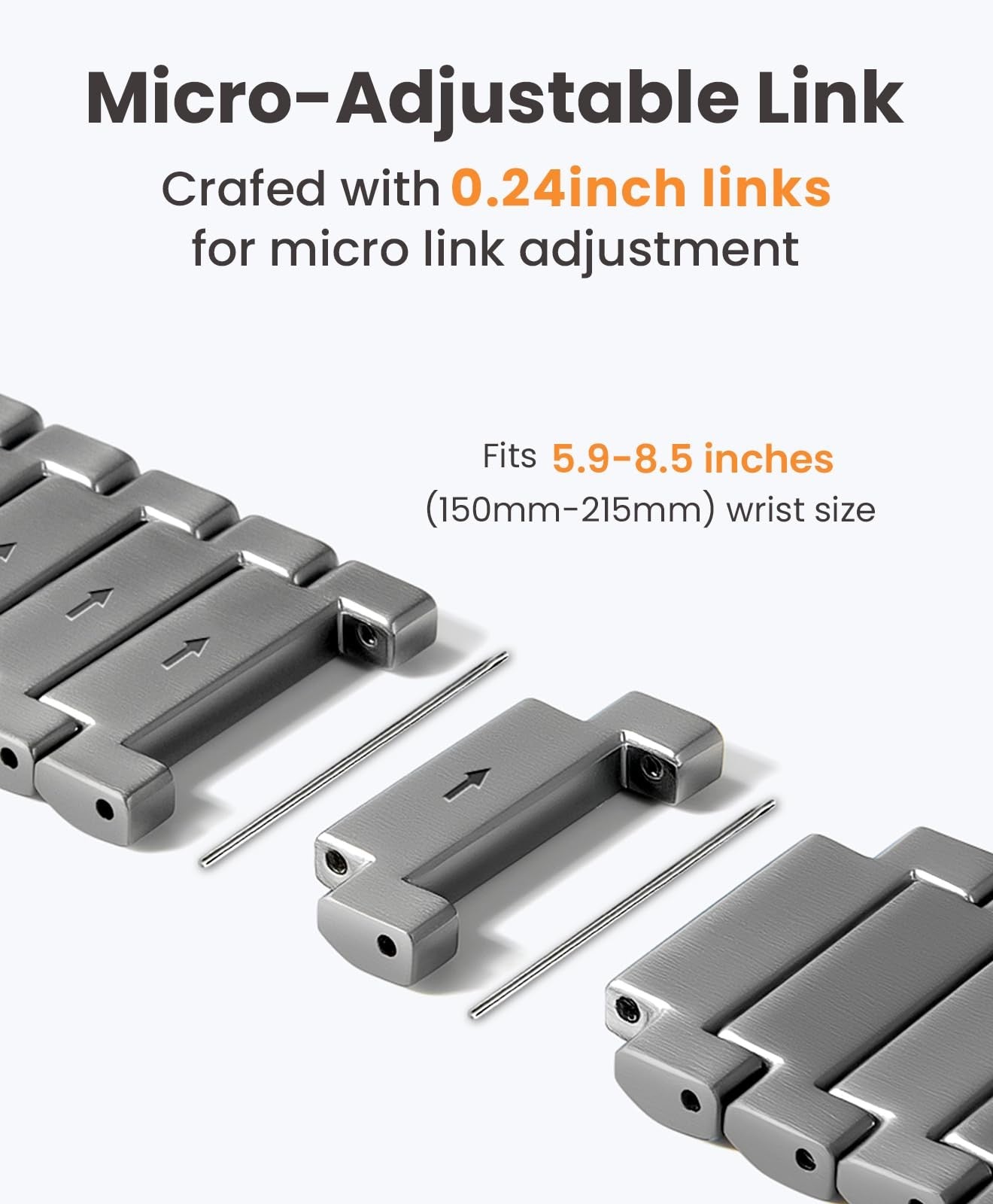 Titanium band for Apple Watch Ultra 3/2/1 49mm and Series 11/10 46mm, unbranded, showing the sleek, durable watch strap.