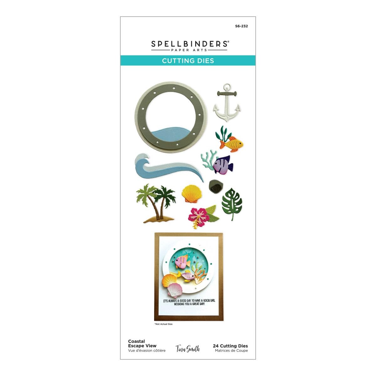 Spellbinders Coastal Escape View etched dies from The Windows with a View set, featuring detailed coastal scene designs for crafting.