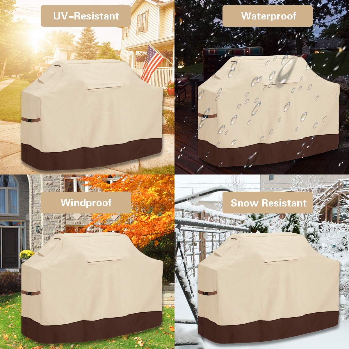 Heavy-duty waterproof BBQ cover by Vailge, 72-inch size, UV and rip resistant, dust-proof outdoor grill protection
