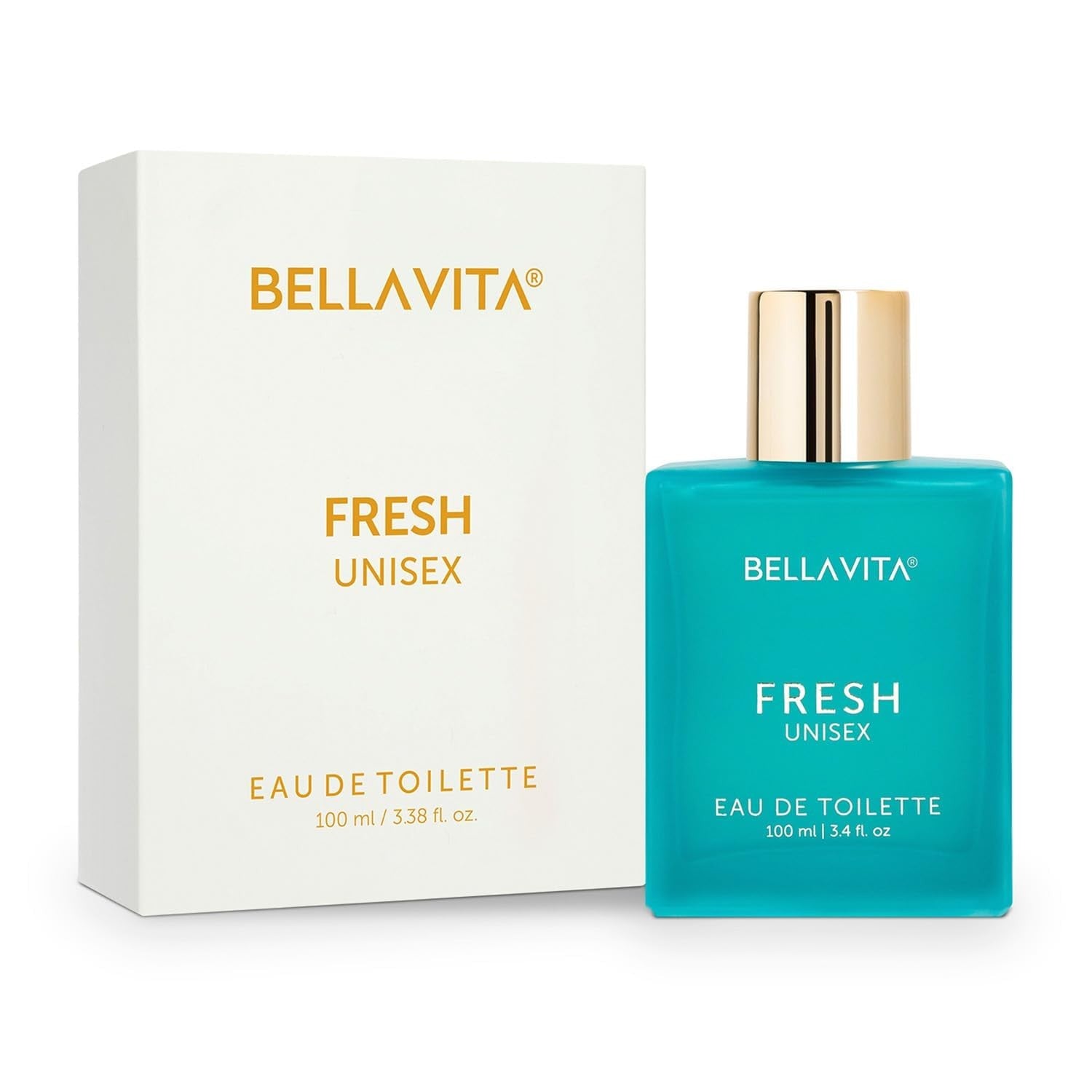 BellaVita Luxury Fresh Unisex EDT 3.4oz bottle with a sleek design, featuring notes of bergamot, lavender, and vanilla.