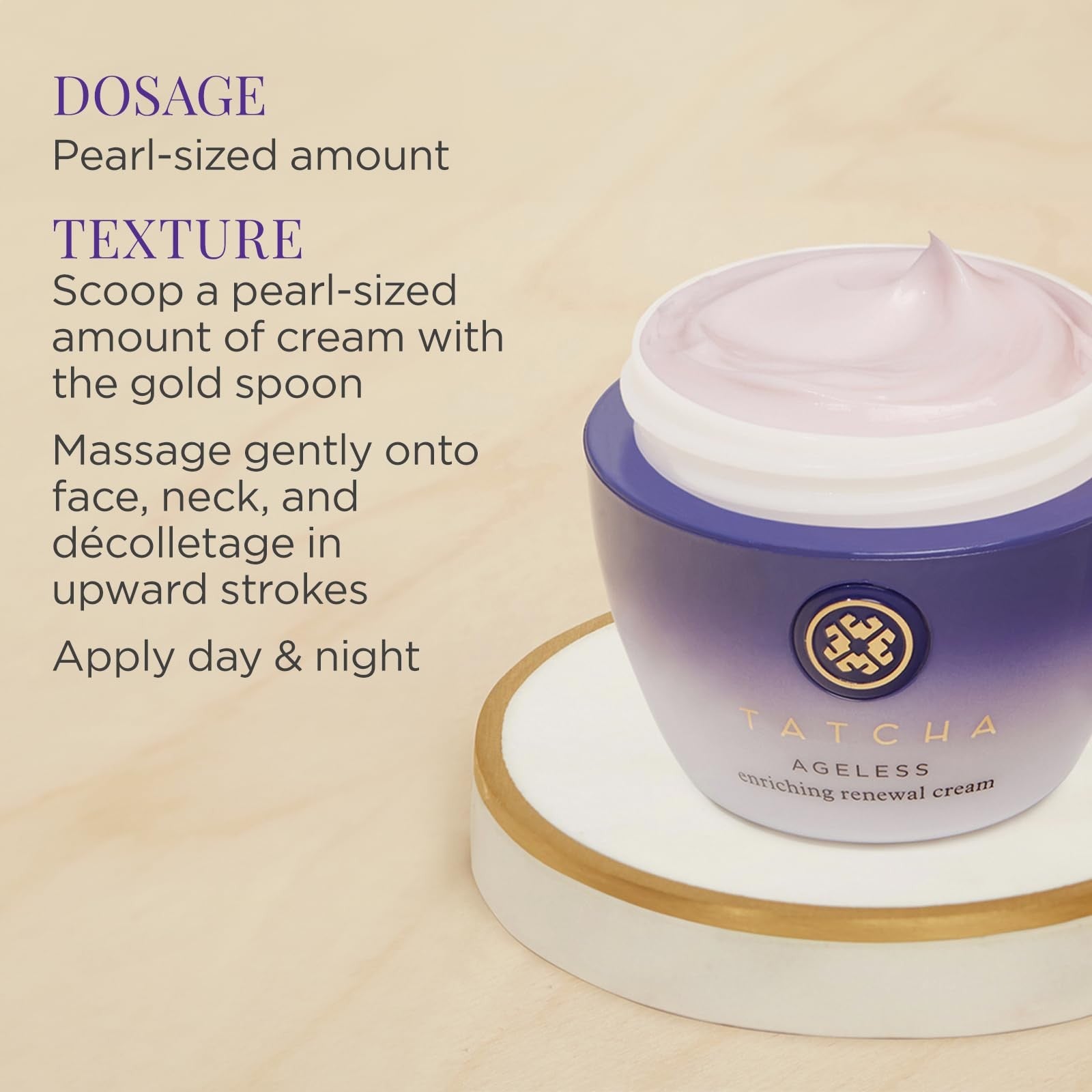 TATCHA Ageless Enriching Renewal Cream jar with cream inside for moisturizing and firming skin