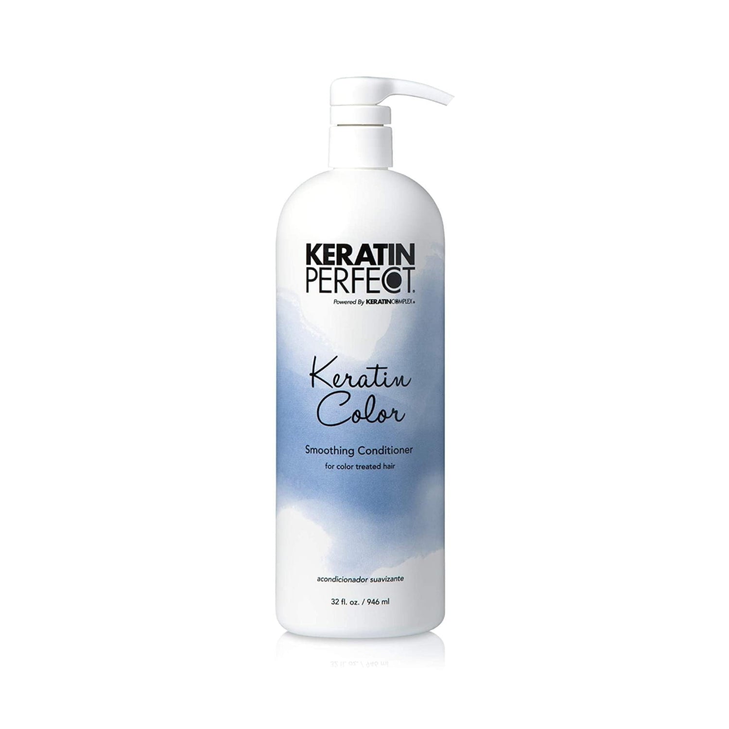 Keratin Perfect Keratin Color Smoothing Conditioner bottle, 32oz, with black cap and label, designed for color-treated hair.