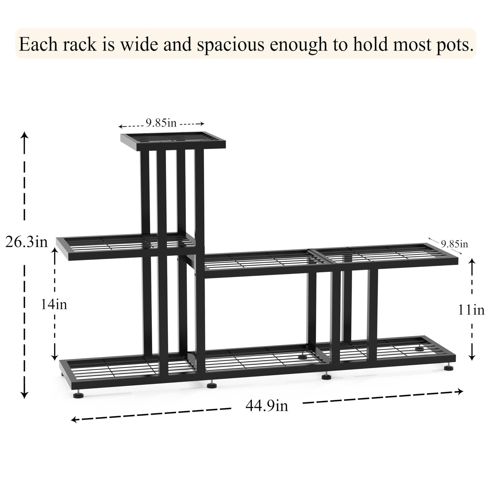 Black metal corner plant stand by HusDream for indoor or outdoor use, ideal for displaying potted plants on patio or in corners.