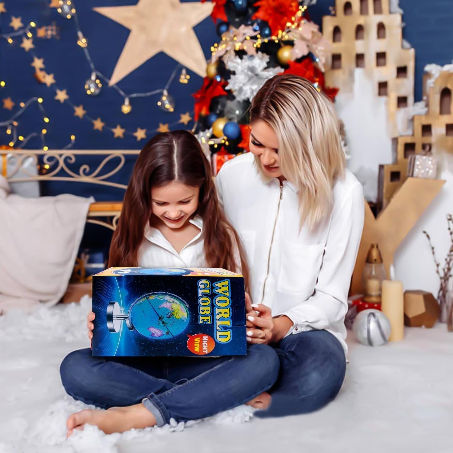 TTKTK World Globe with stainless steel stand, rotating Earth spinning globe, detailed map display, educational decor piece