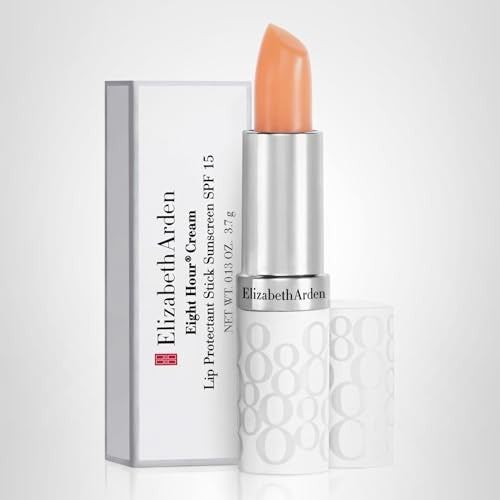 Elizabeth Arden Eight Hour Cream Lip Protectant Stick with SPF 15, showing the moisturized lip balm in a compact stick form.