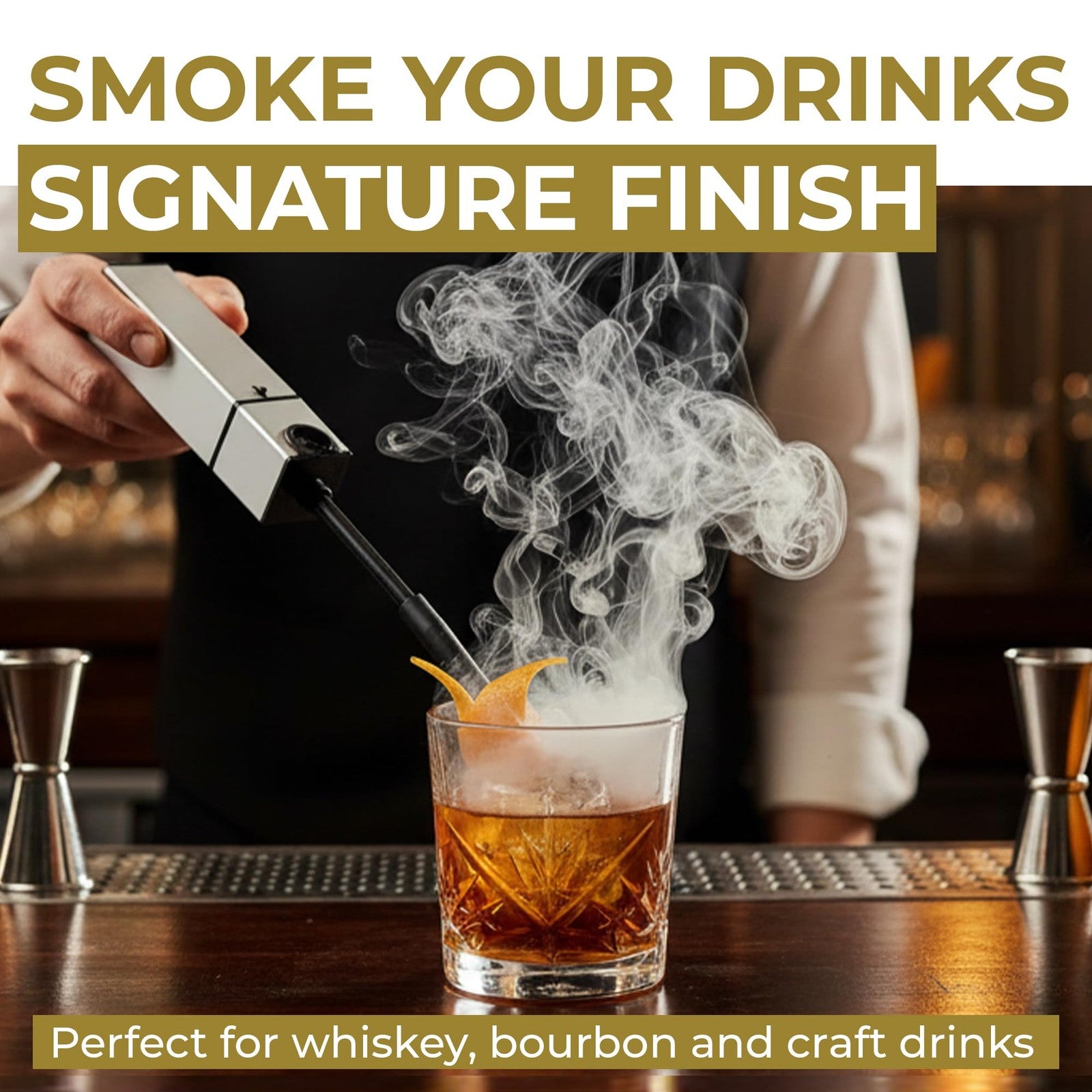 Gramercy Kitchen Company cocktail smoker kit with wood chips, indoor drink and food infuser, perfect for holiday gift sets.