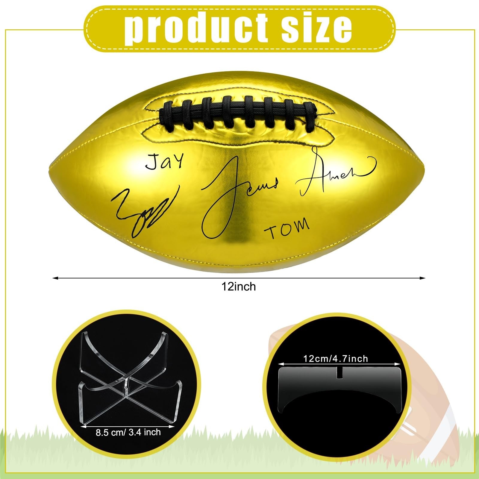 Liliful 2-piece autograph football and basketball set with blank official-sized balls and stands, ideal for signing and display.