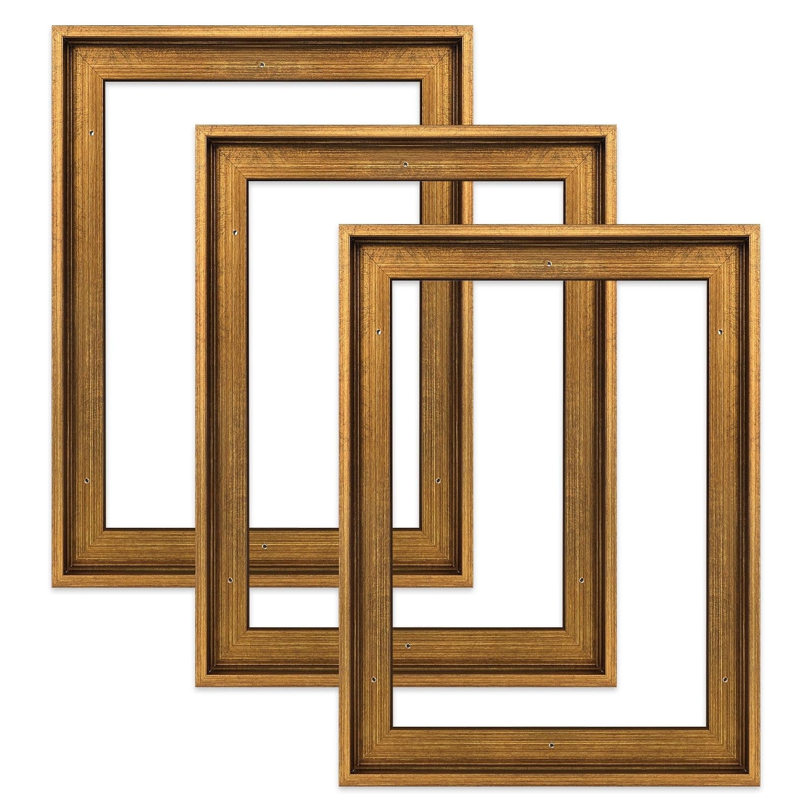 FOLKOR floating frame for 5x7 canvas painting, 0.6-0.8 inch deep, vintage style, three-pack shown with artwork inside.
