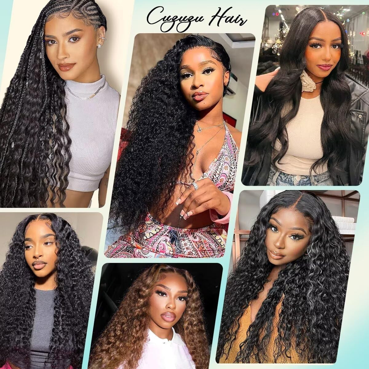 Cuzuzu 12A human hair bundles in deep wave style, 22, 24, 26 inches, natural 100% human hair for extensions or wigs
