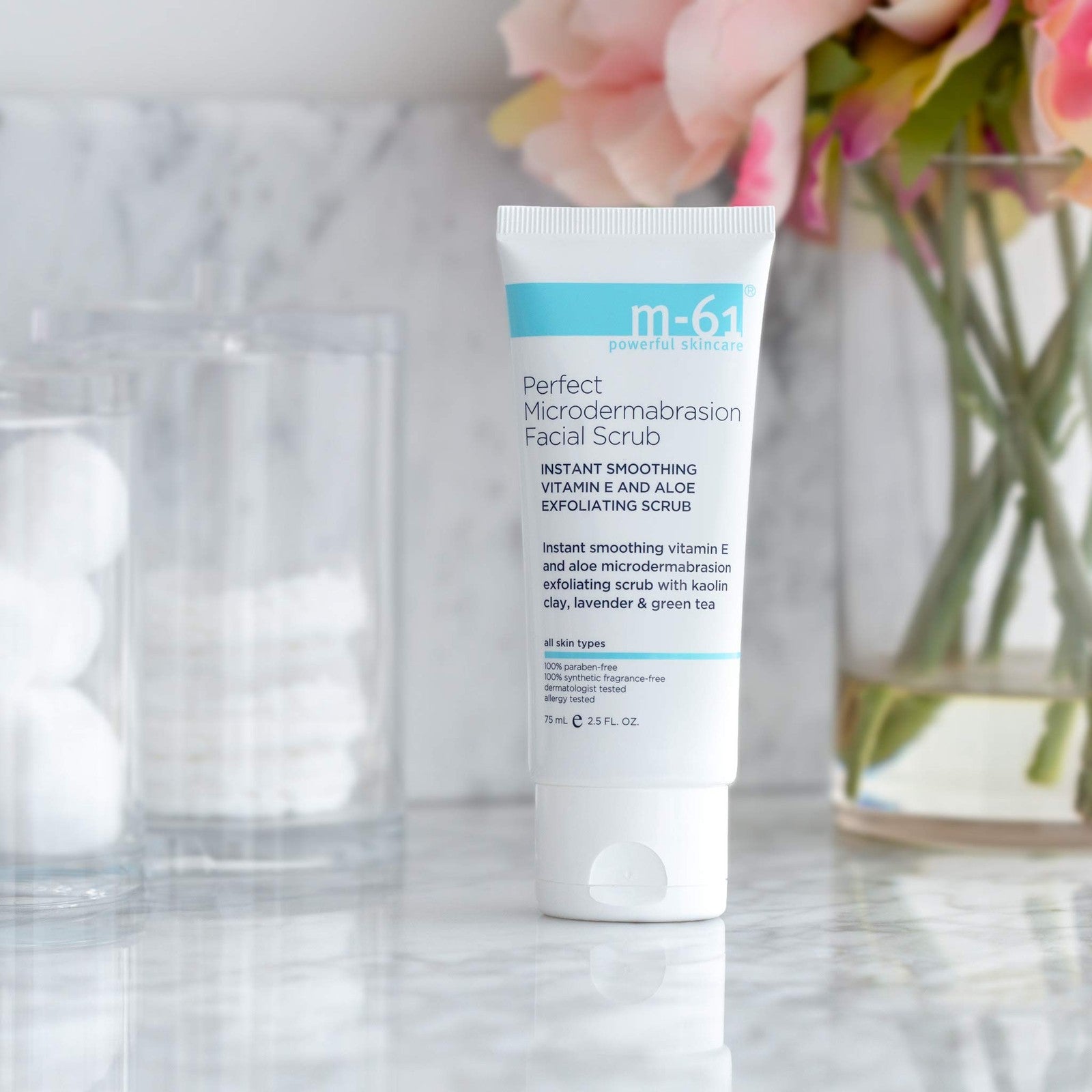 m-61 Perfect Microdermabrasion Facial Scrub with exfoliating grains and smooth texture, designed for gentle skin renewal.