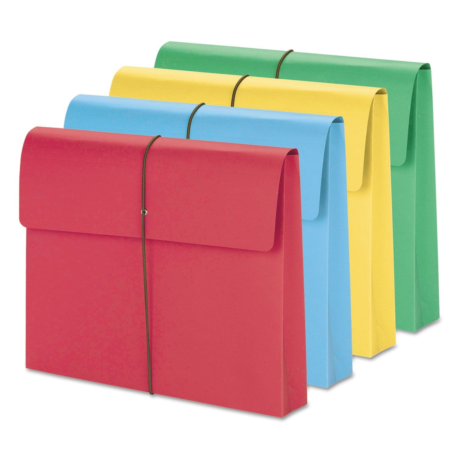 SMEAD colored expanding file wallet with flap and cord closure, 2-inch letter size, showing multiple vibrant interior compartments.