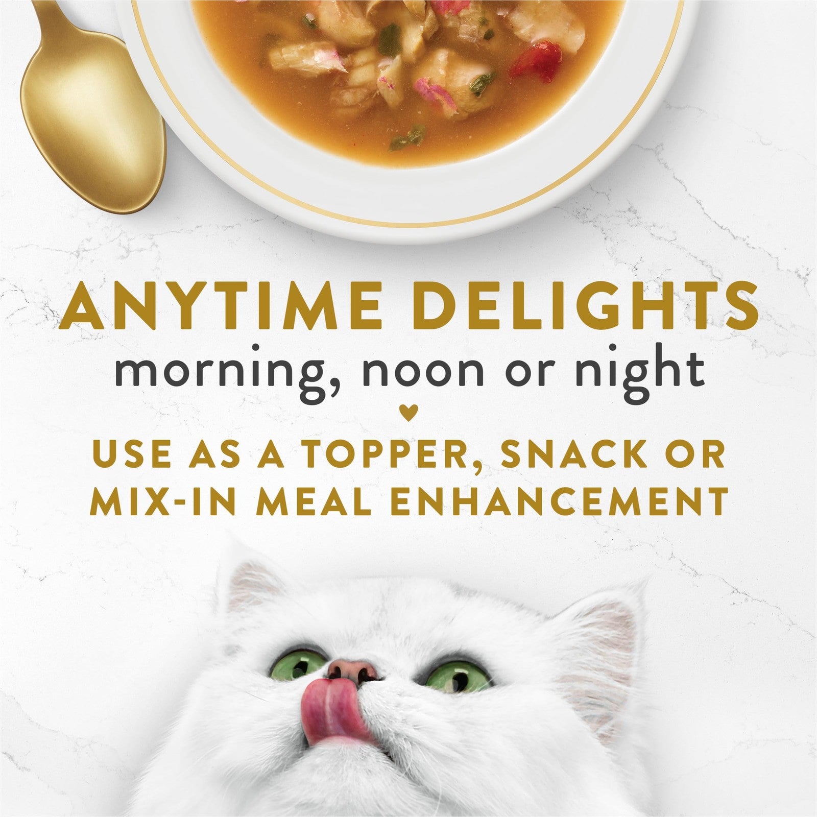 Fancy Feast seafood bisque and lobster wet cat food topper in 1.4 oz pouch, with images of the seafood ingredients and packaging.