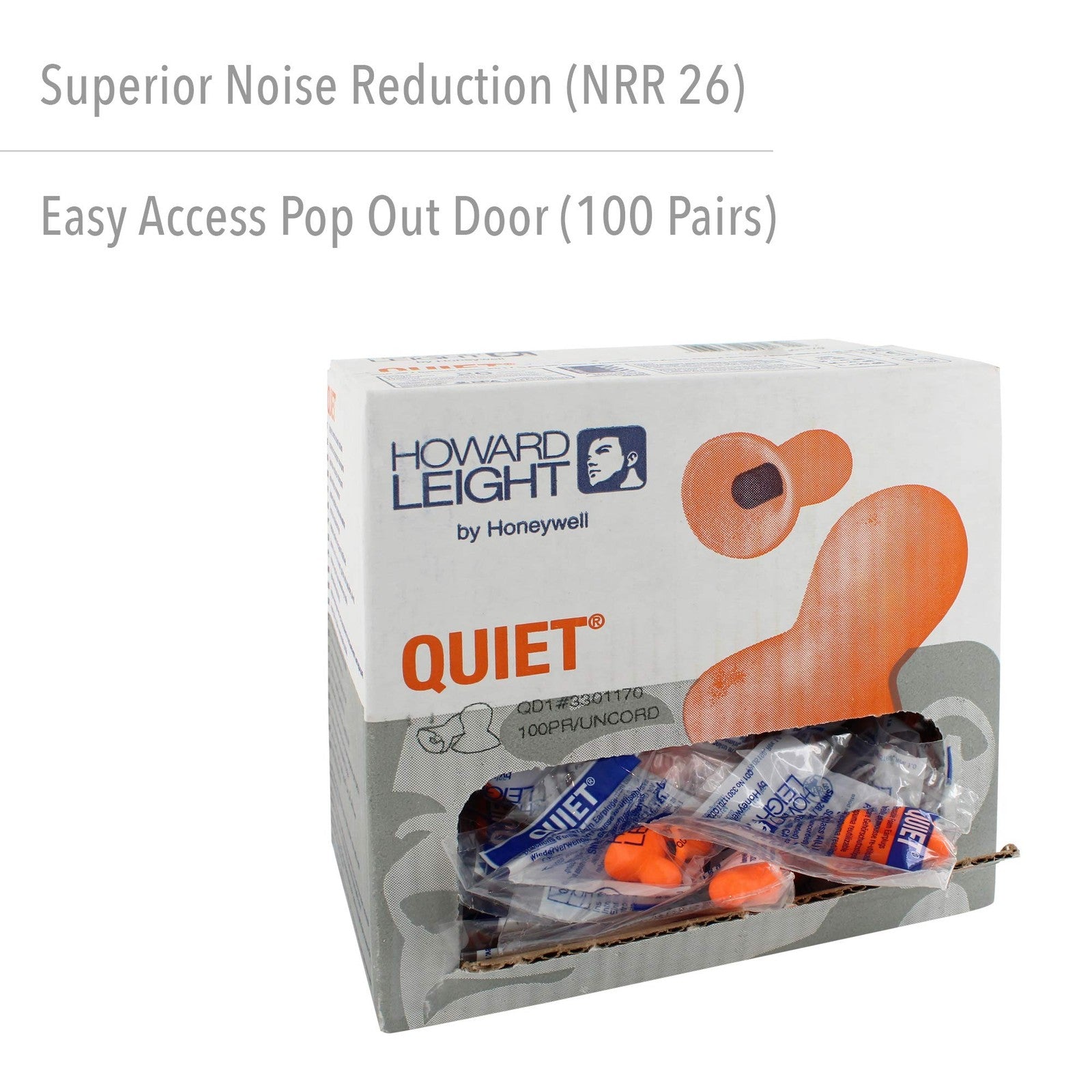 Howard Leight by Honeywell Quiet reusable earplugs in orange, 10 pairs of soft, noise-reducing ear protection for hearing safety.