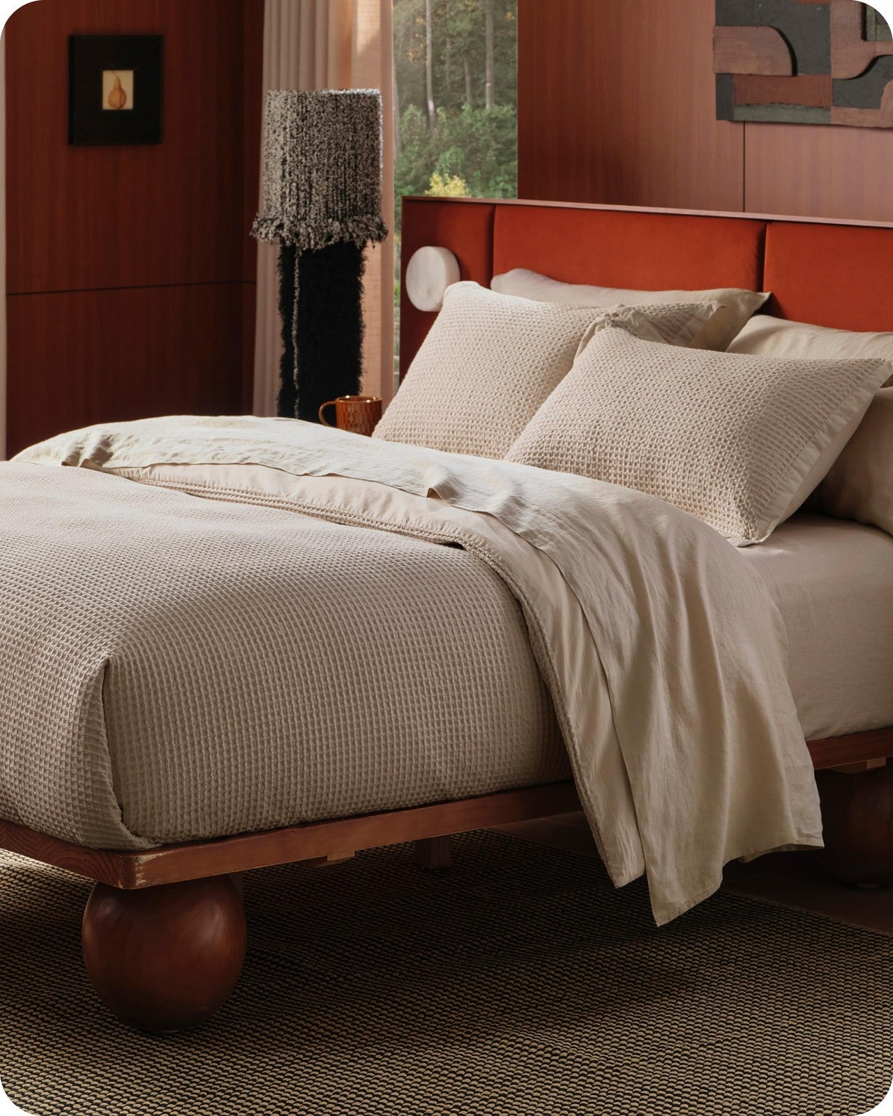 Bedsure twin cotton duvet cover in khaki with waffle weave texture, made from soft 100% cotton for cozy bedding.