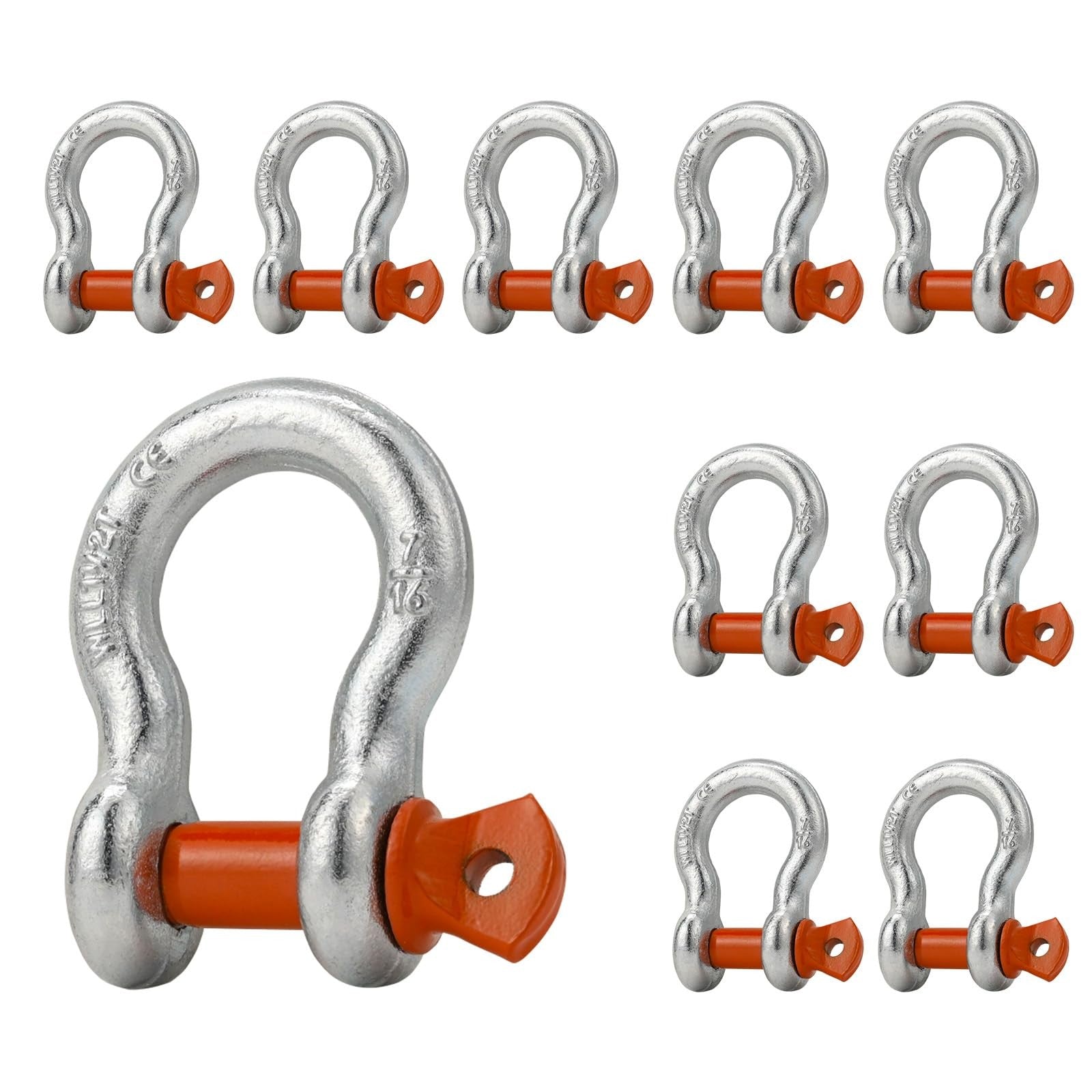 Leero 7/16-inch D ring shackle with 1.5-ton working load limit, heavy-duty clevis shackle for lifting and rigging applications