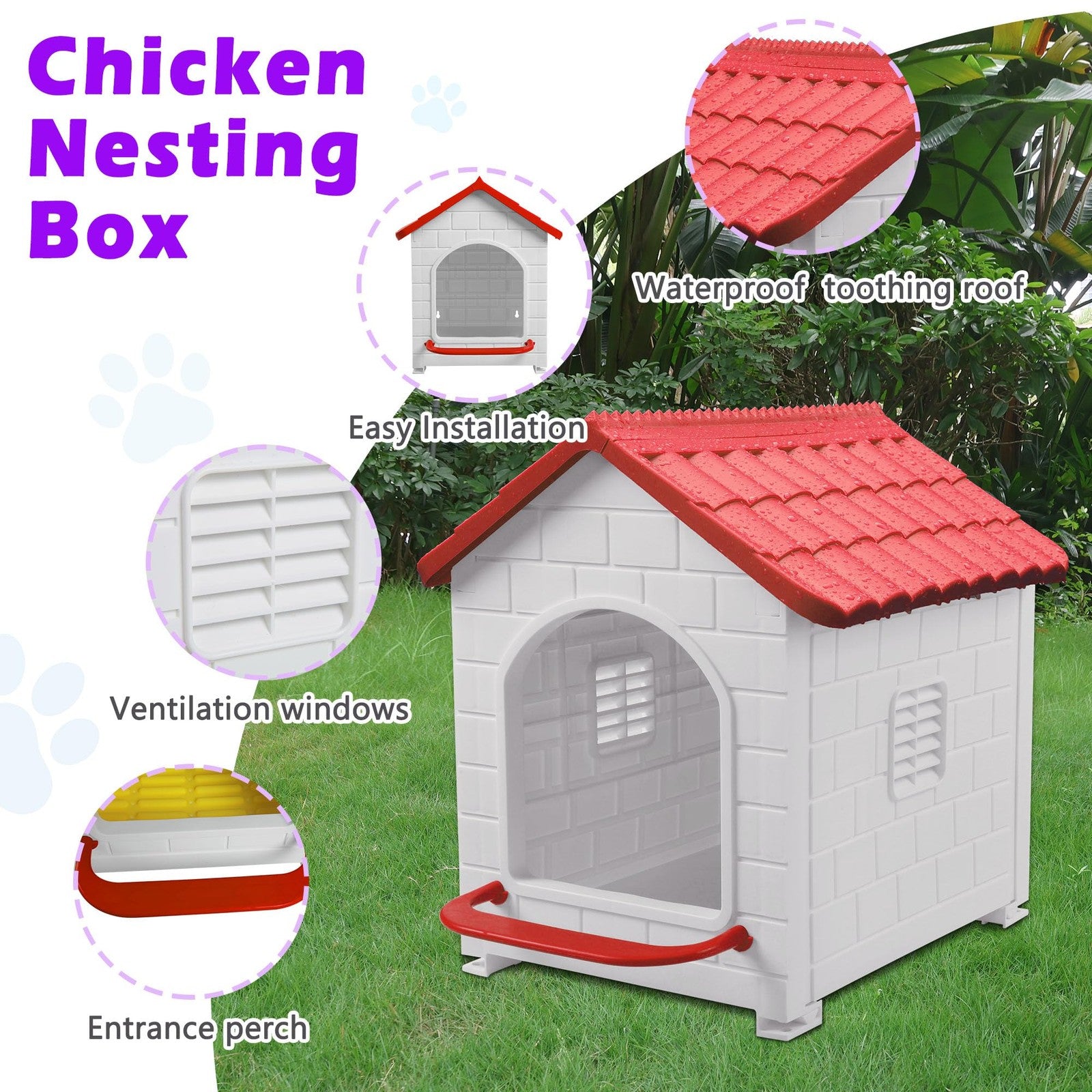 Rockever chicken nesting box, waterproof hens nesting box for laying eggs, with a cozy interior and secure lid for hens.