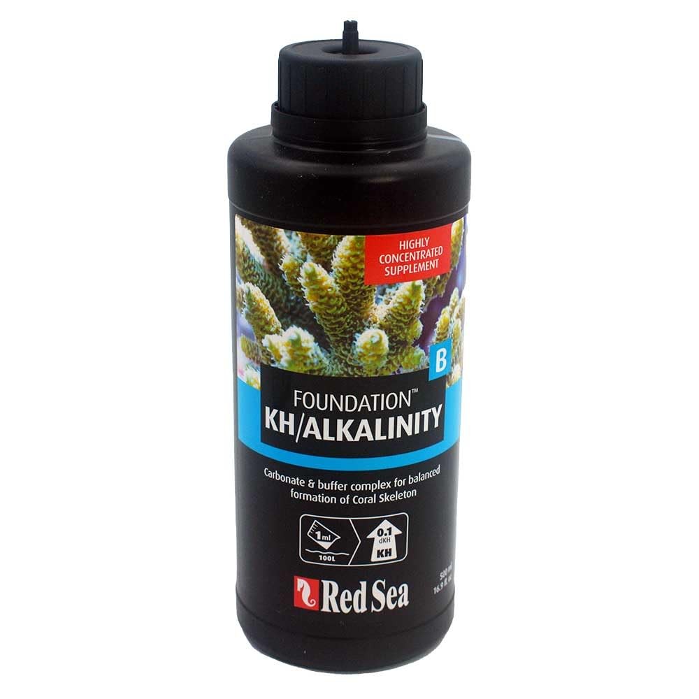 Red Sea Reef Foundation B Alkalinity supplement bottle showing 1000ml label, used to boost carbonate levels in reef aquariums.