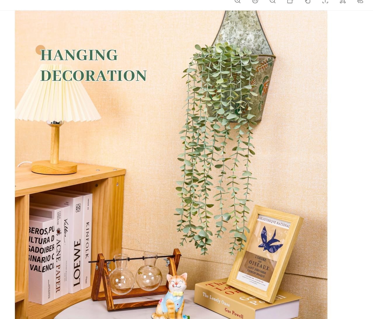 Artificial hanging eucalyptus plant by Der Rose, showcasing lush green eucalyptus leaves in a natural, realistic design for modern farmhouse decor.