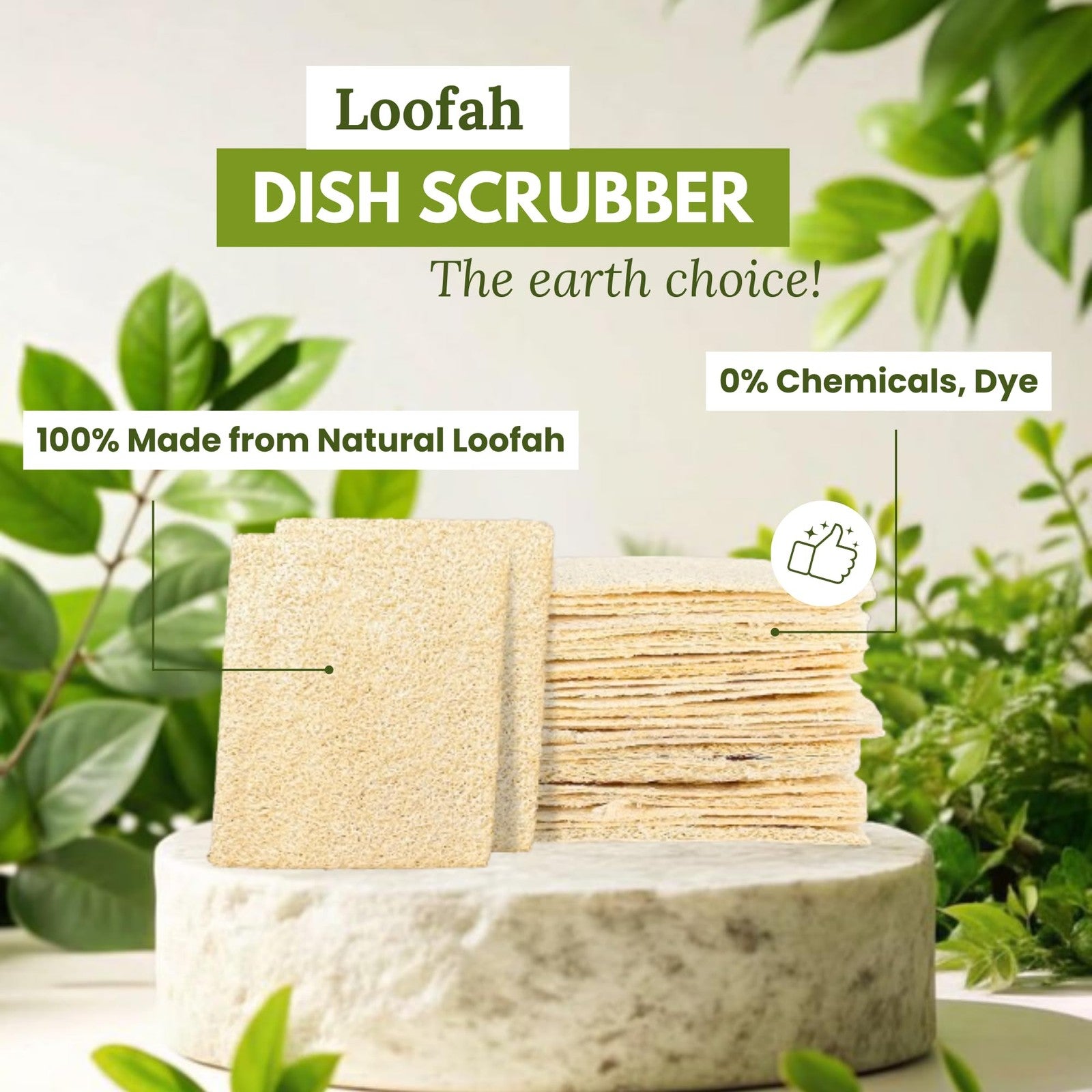 Miw Piw natural loofah dish sponge 30-pack, biodegradable and compostable for eco-friendly dishwashing, showing sponges in packaging.