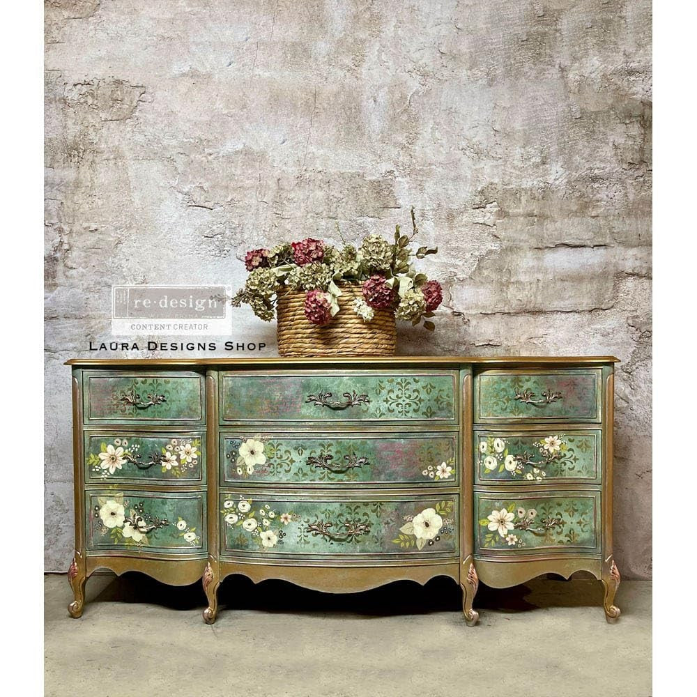 Prima Decor Transfers Painted Florals, 24x35 inch sheet cut into three, featuring vibrant floral designs for craft projects.