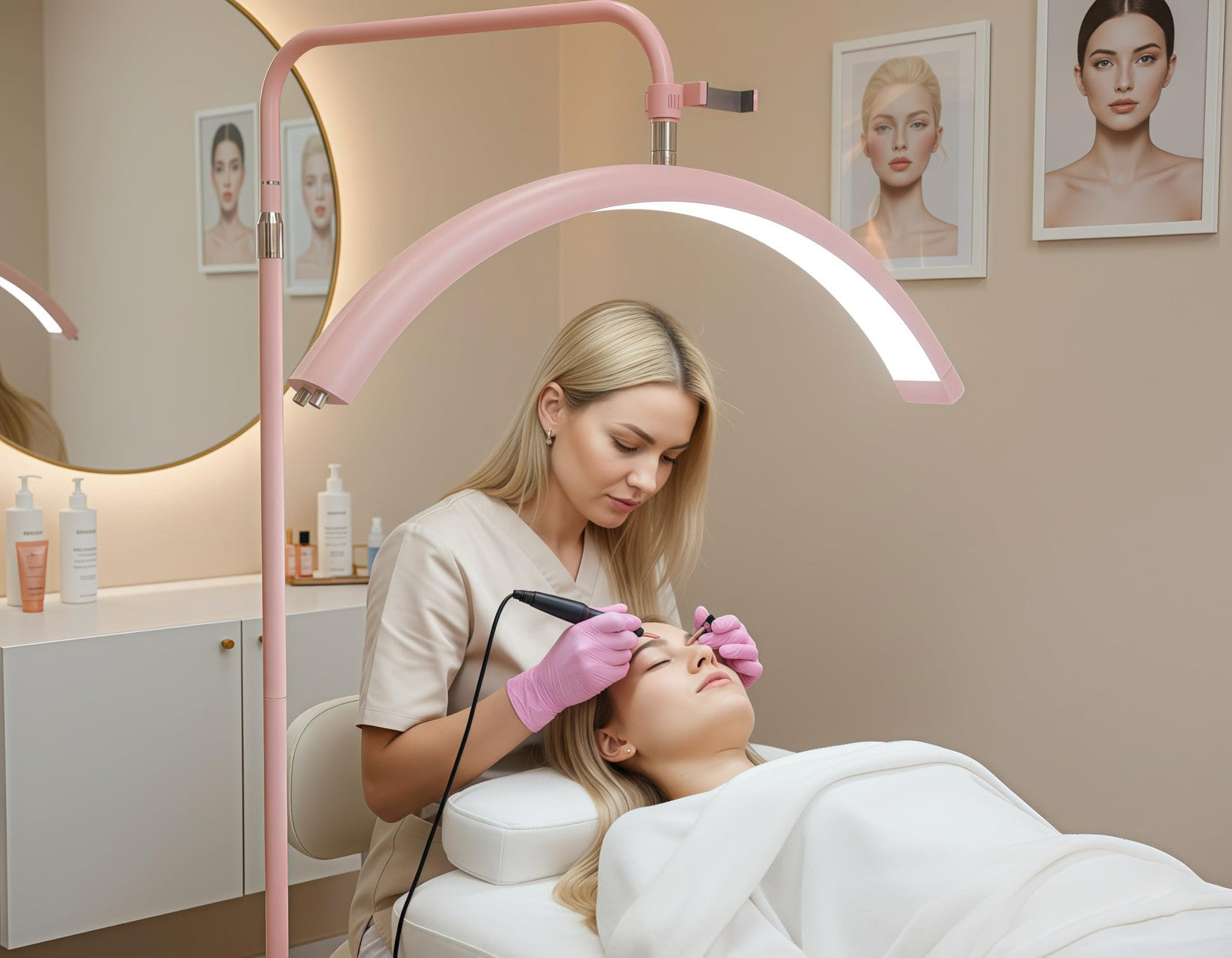 Unbranded Hi_Friend 28-inch half moon lamp portable esthetician lash light with adjustable brightness and sleek design.