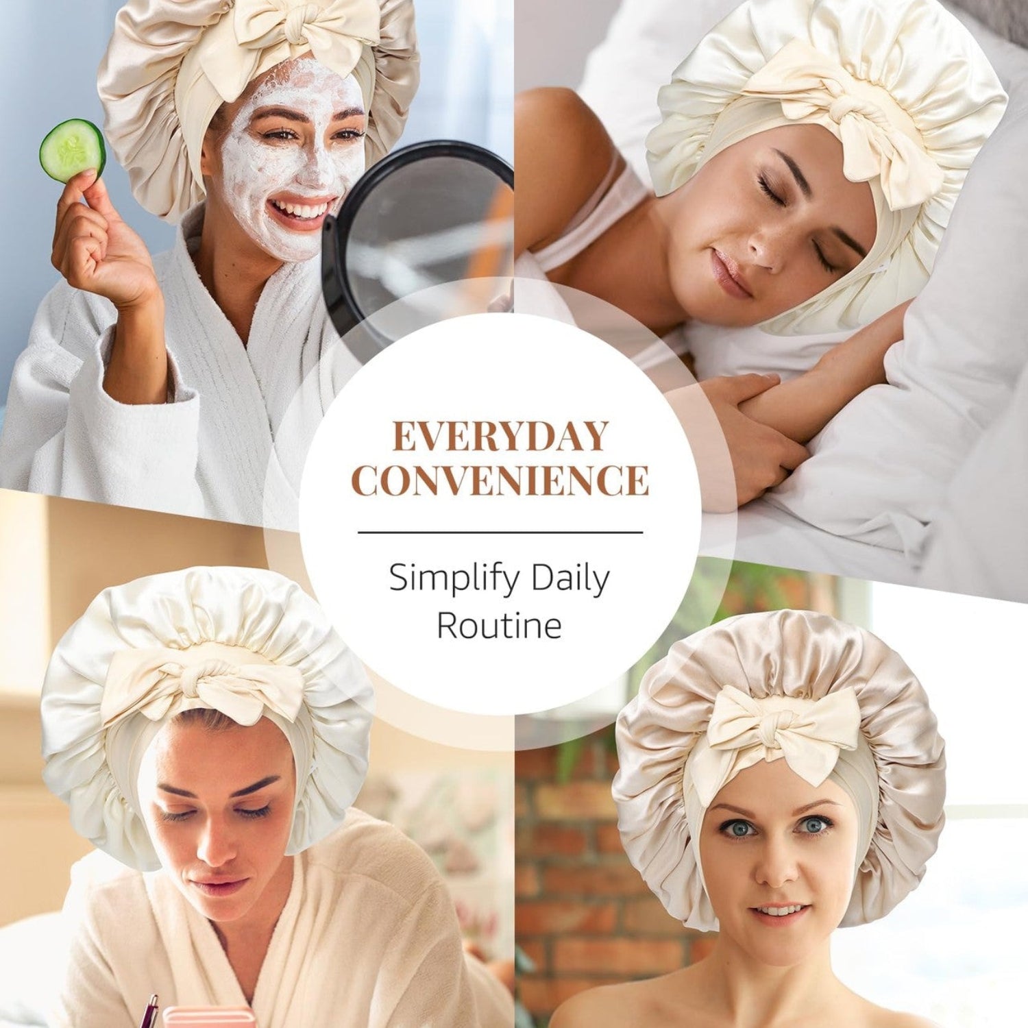 AWAYTR silk sleeping bonnet for women, 100% Mulberry silk with a band, two-layer design, soft and comfortable for hair protection.