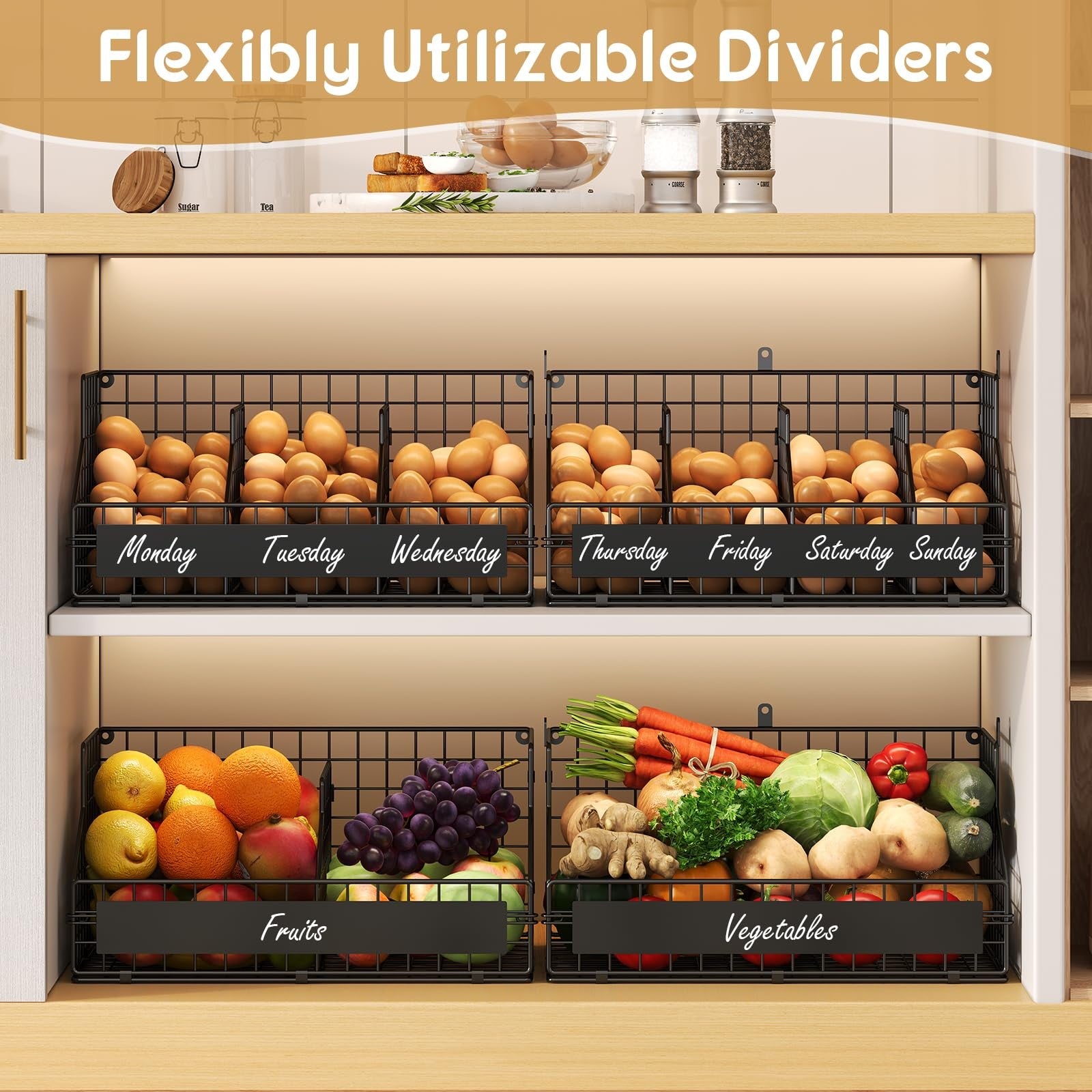 keomaisyto fresh egg holder with 2 tiers and 5 dividers, designed to organize and store eggs securely in the refrigerator