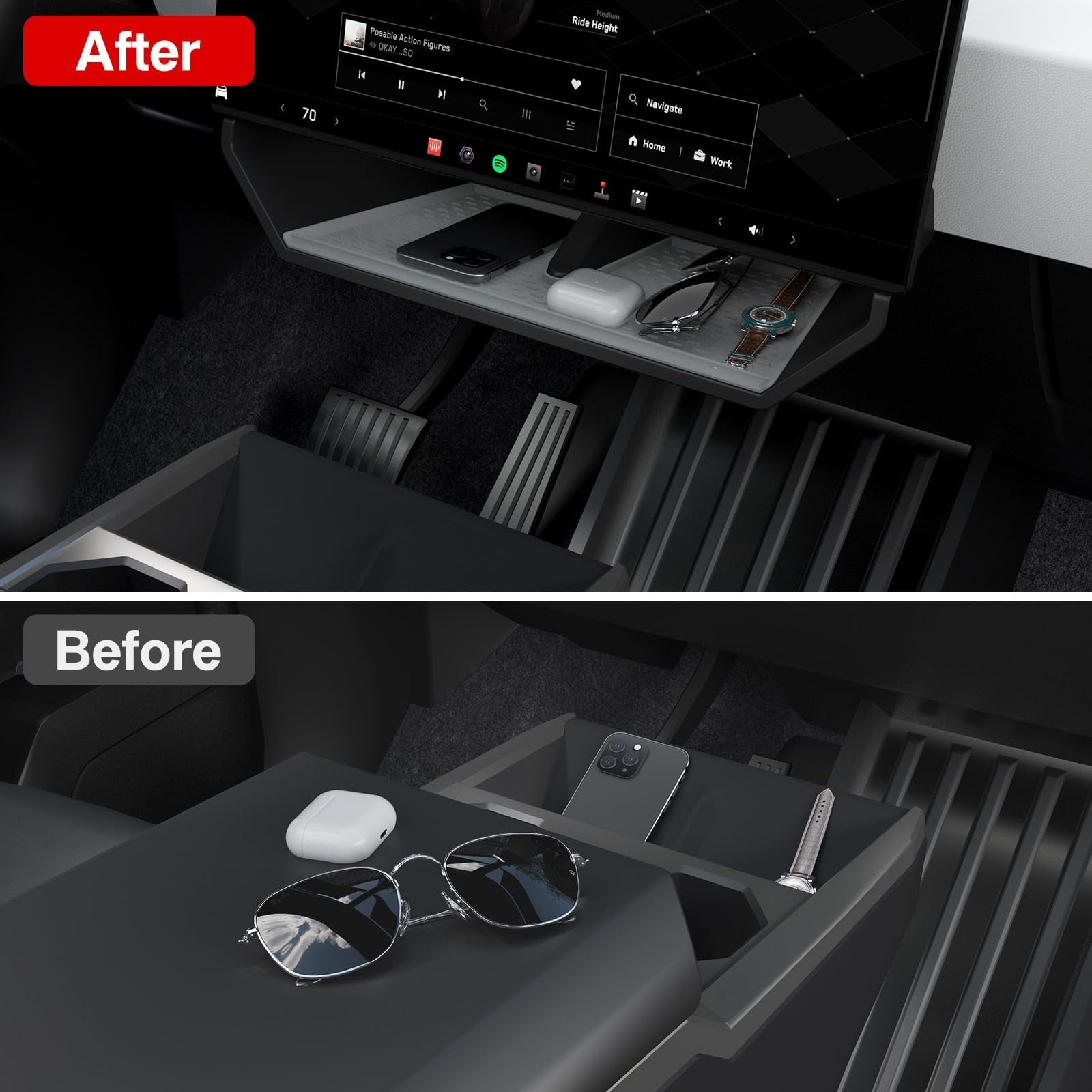 Foronetry under screen storage box with anti-slip silicone lining, designed for organizing electronic devices and accessories.