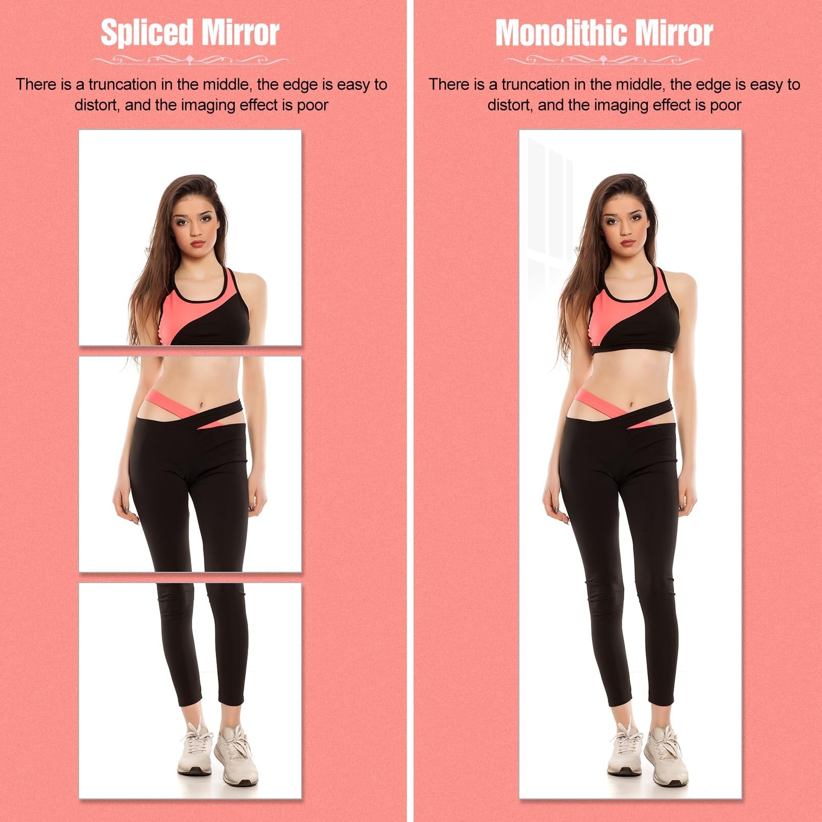 Acrylic shatterproof full-length fitness mirror mounted on wall, measuring 47.25x15.75 inches, by DEHWFT.