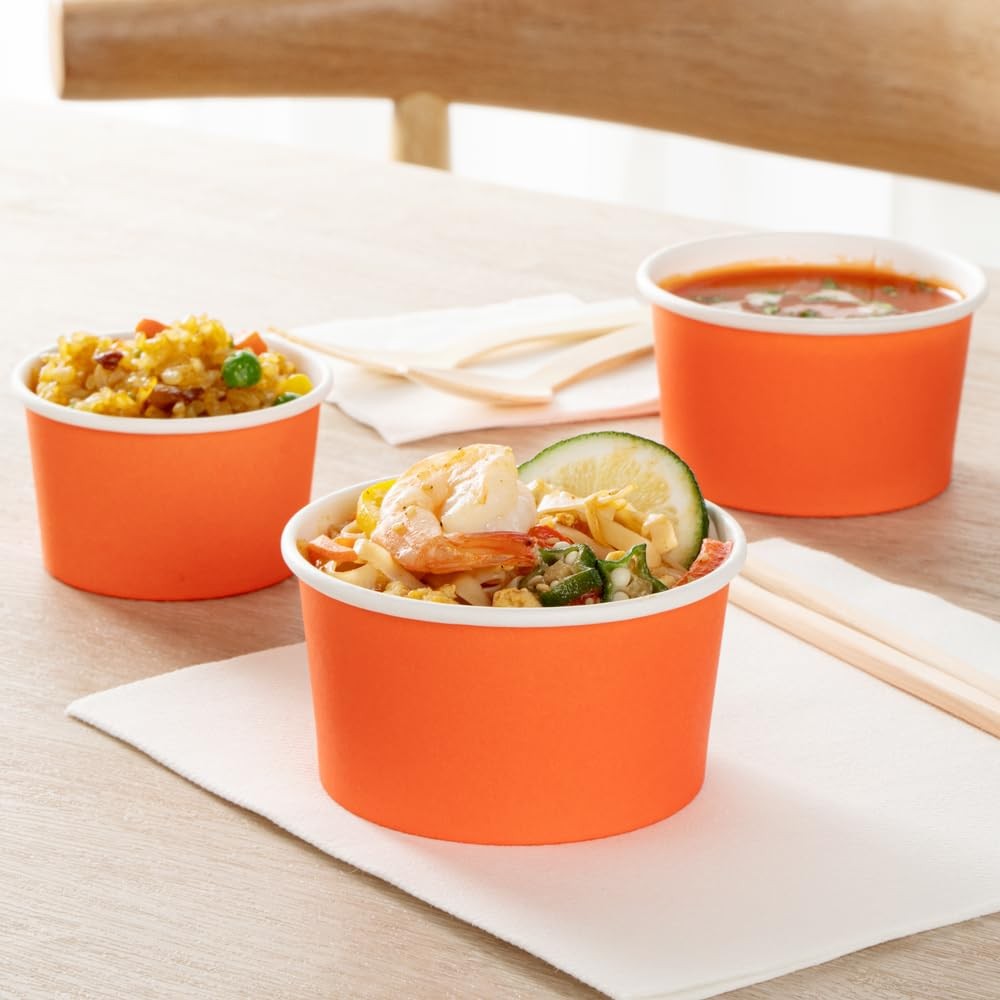 Restaurantware 8-ounce dessert cups with clear plastic sides, shown with optional lids, ideal for ice cream and desserts.