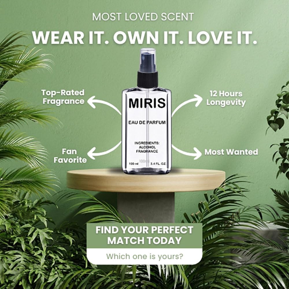 MIRIS Black Opium-inspired women’s EDP perfume bottle, 3.4 fl oz, with sleek black and gold design, long-lasting fragrance.