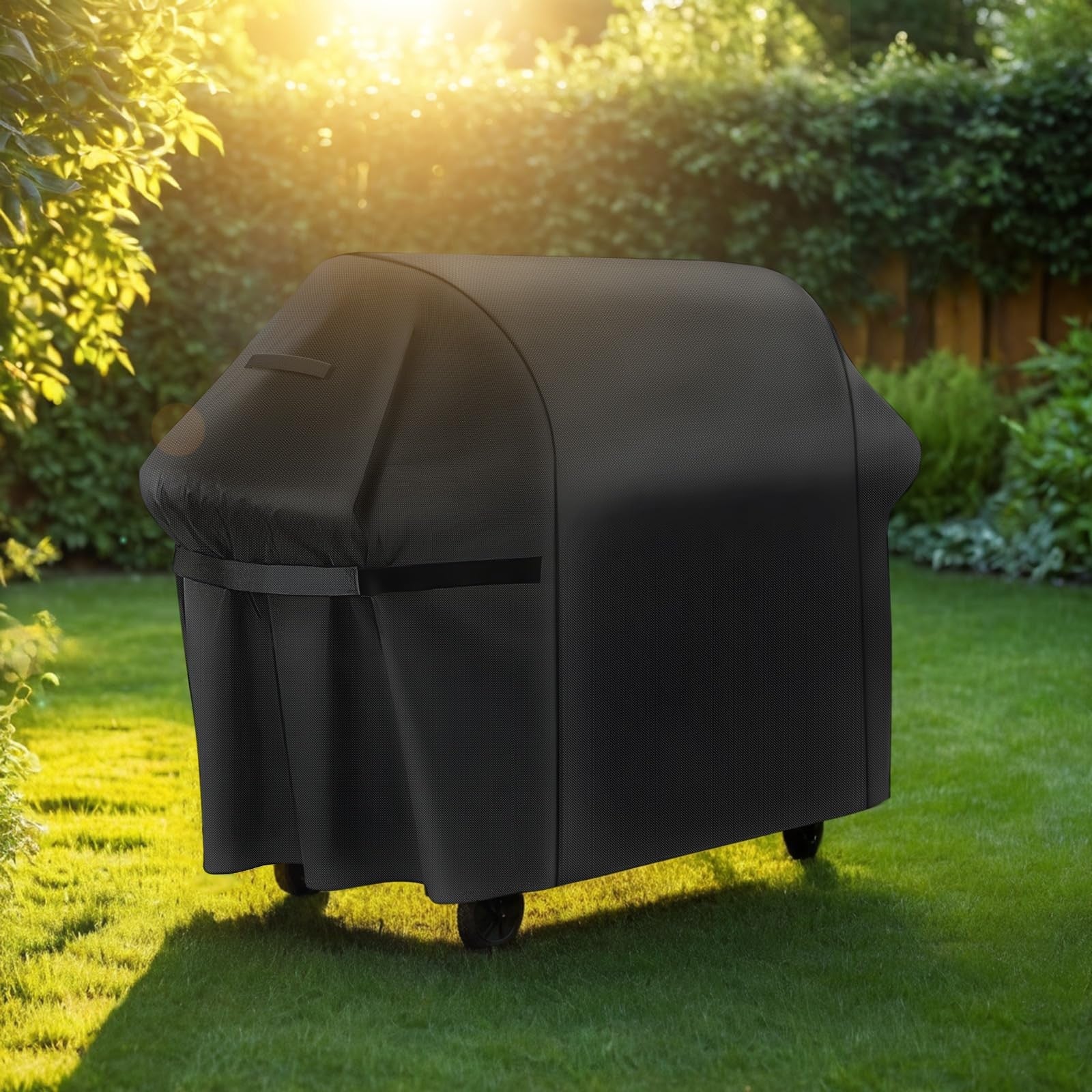 Heavy-duty 75-inch Unbranded grill cover made of waterproof 300D Oxford fabric, windproof and UV resistant, for outdoor grills.