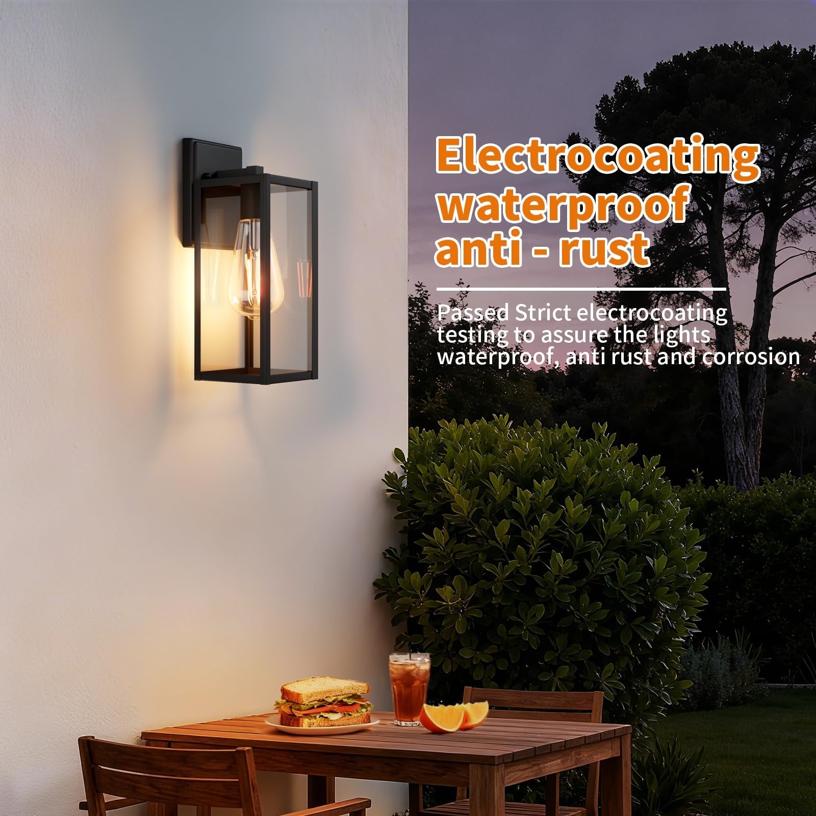 Black outdoor front porch light fixture by Fnyuslet, large exterior wall-mounted lighting for outdoor home entryway.