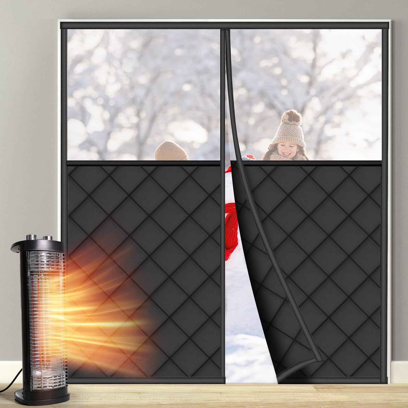 Peryiter magnetic thermal insulated door curtain, waterproof Oxford fabric, 72x80 inches, windproof and easy to install.