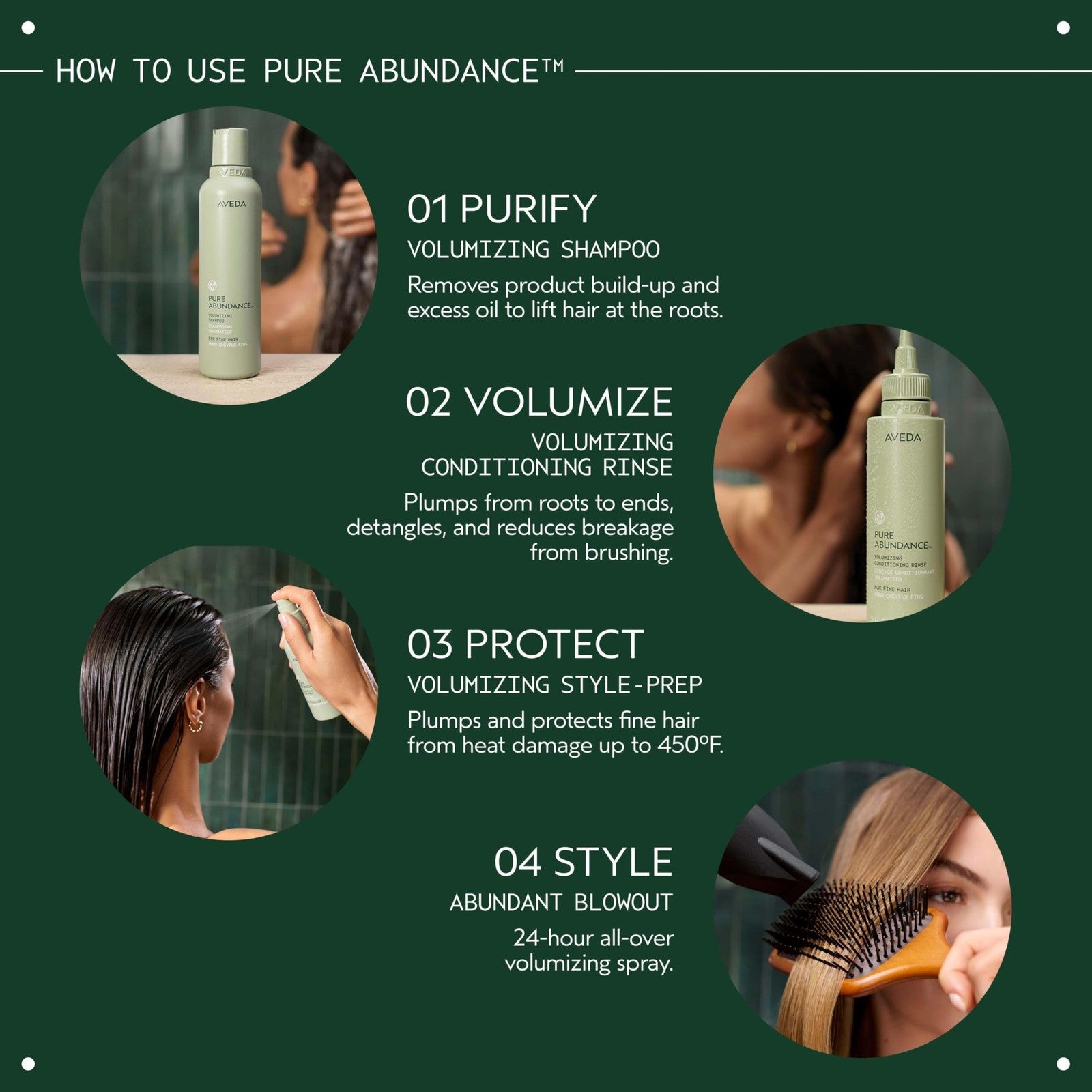 Aveda Pure Abundance Volumizing Conditioning Rinse bottle, lightweight volumizing conditioner for fine hair, with natural plant-based ingredients.