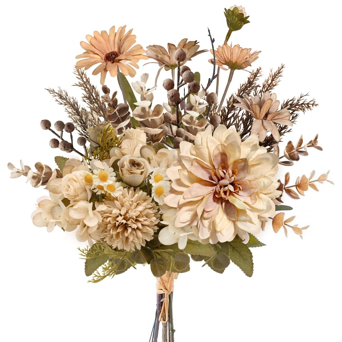 Peauley 16-inch artificial silk flower table arrangement with realistic faux plastic flowers in a decorative display