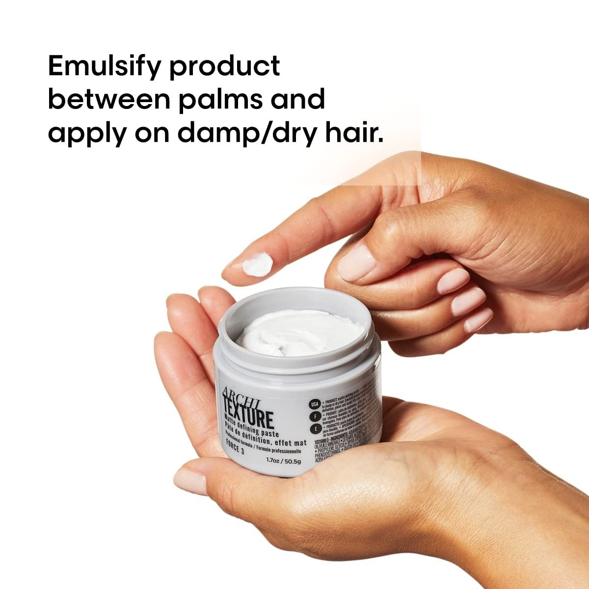 L'Oréal Professionnel Paris Architexture medium hold texturizing pomade in a jar, showing its creamy consistency and packaging.
