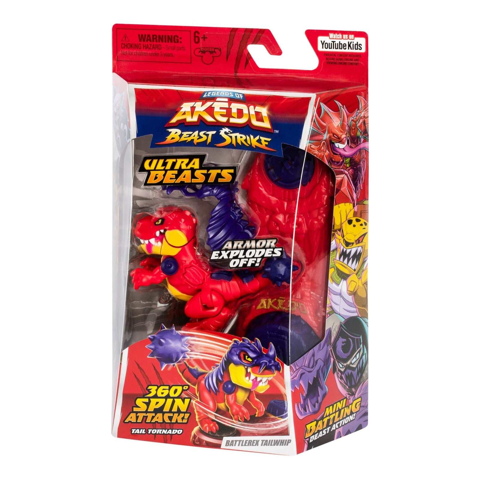 Akedo Beast Strike Battlerex Tailwhip supersized action figure with Battlespin Controller