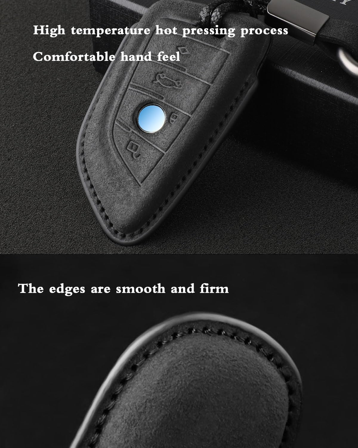XMZAIMY BMW key fob cover with attached keychain for 3, 5, 6, 7 Series and X1, X2, X3, X5, X6 models