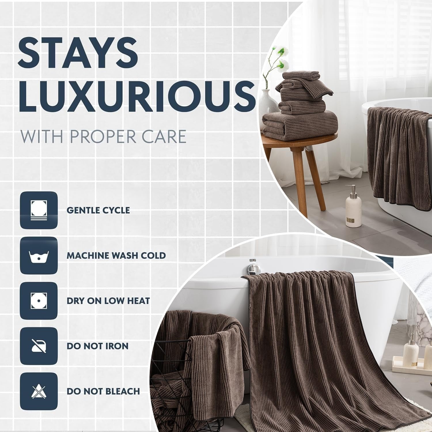 Jessy Home 4-piece oversized bath towel set with ultra-soft, plush 35x70-inch bath towels shown in a bathroom setting.