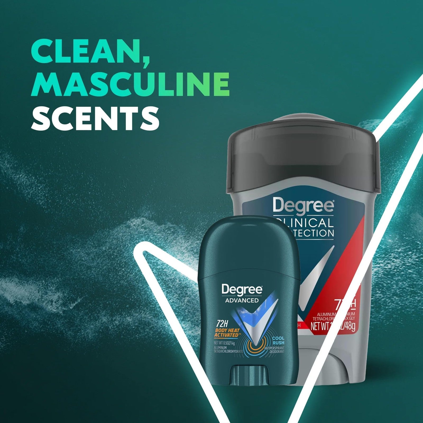 Degree Men Sport Strength Clinical Protection deodorant 4-pack with antiperspirant for 72-hour odor and wetness protection.