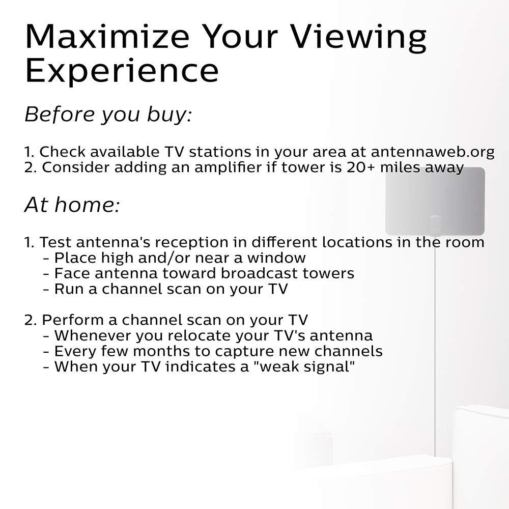 Philips indoor switch TV antenna in reversible black and white finish, designed for optimal home television reception.