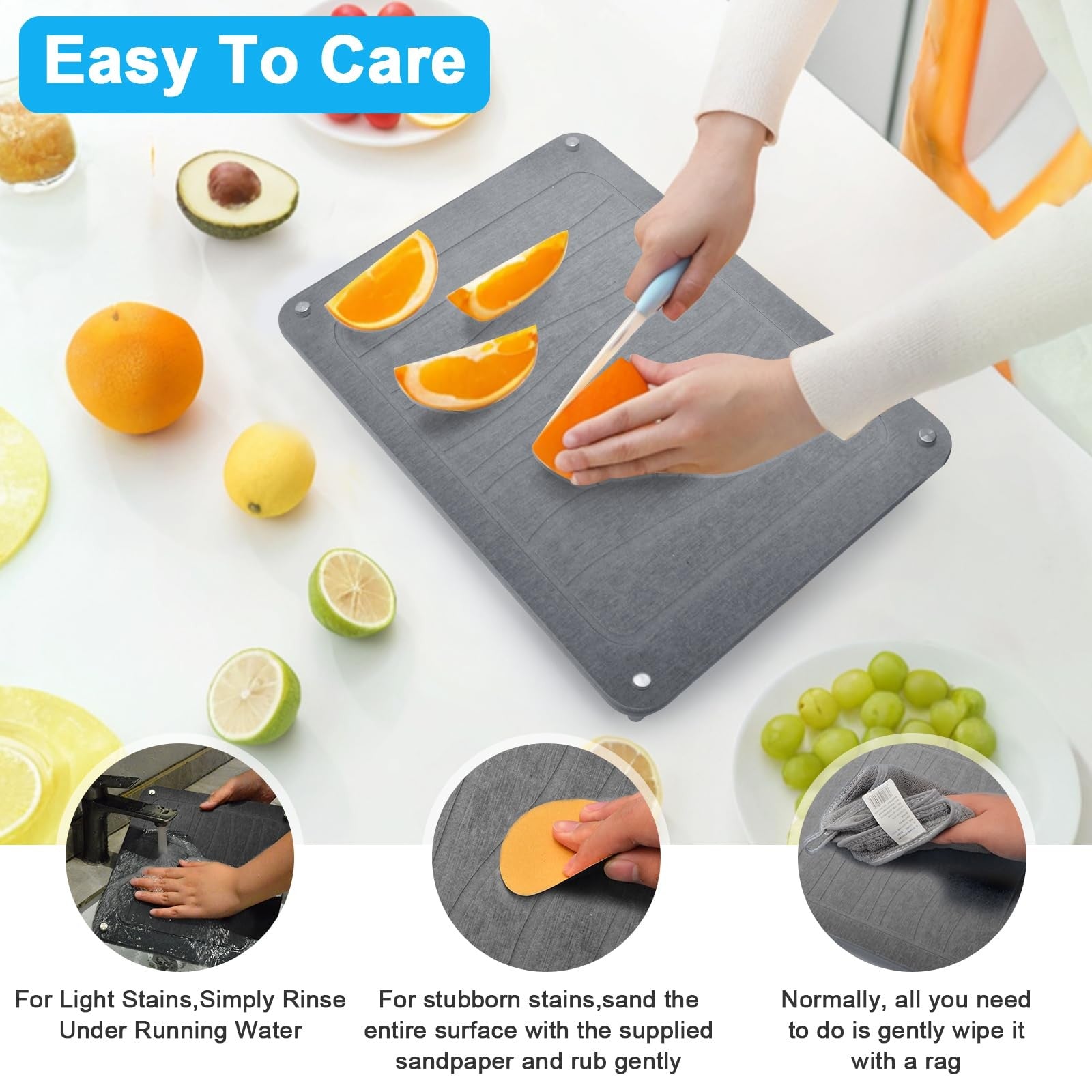 Set of three Wishfly nesting stone drying mats for kitchen counters, quick-drying stone dish drying mats for kitchen use.